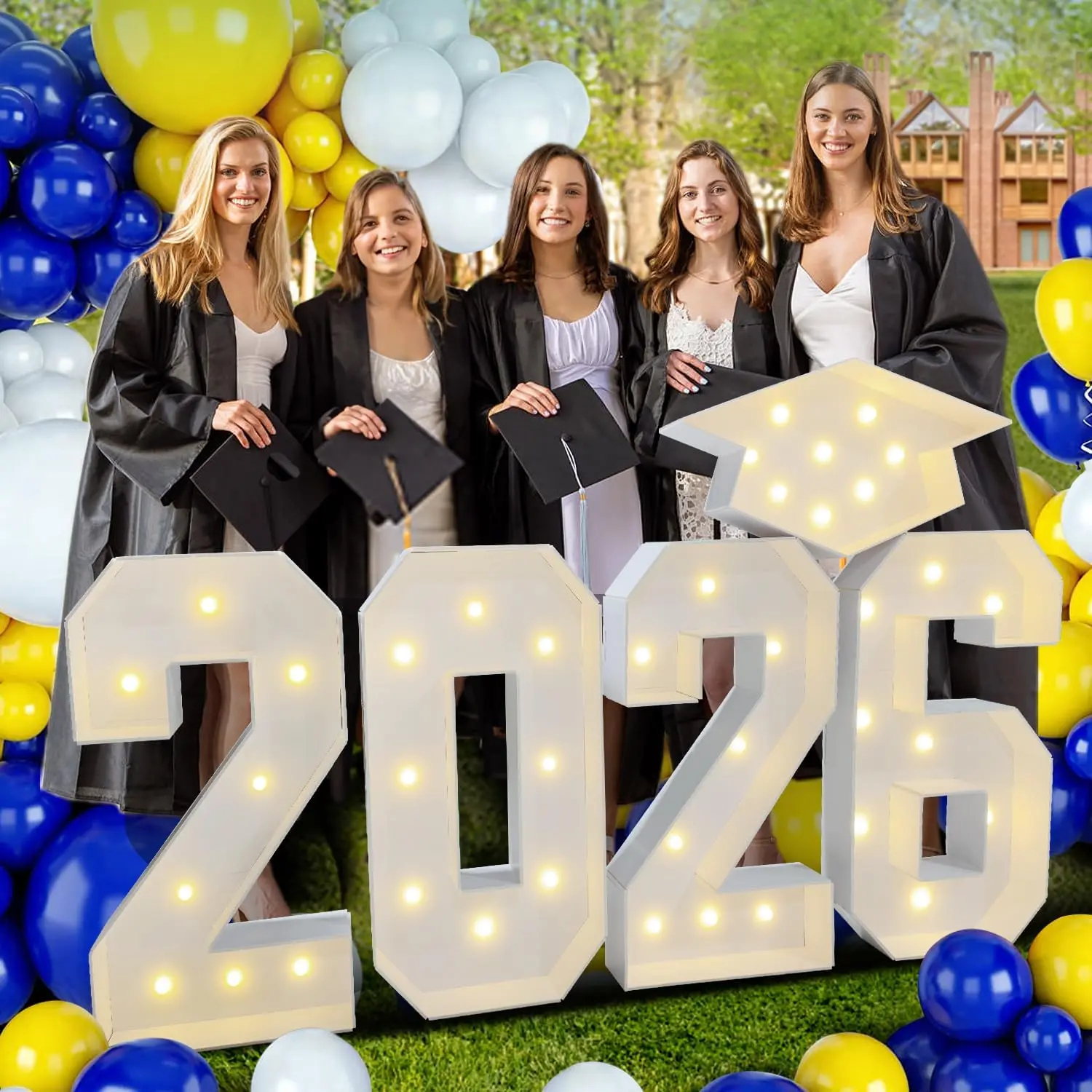 2026 Graduation Decorations - 2.3FT Pre-Cut 2026 Marquee Numbers Sign with Light - Foam Board Includes Glue Gun Balloons for Kindergarten Preschool College Prom