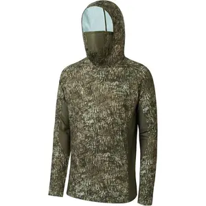 UPF 50+ Men��s Hunting Shirts with Mask Long Sleeve Camo Fishing Hoodie Breathable Seamless Sports Outfit Set jersey  trend