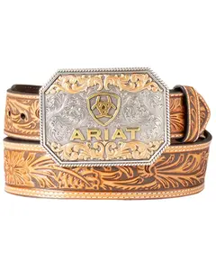 Ariat Men's Floral Embossed Leather Buckle Belt - A1042208