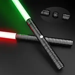 Oueyes Lightsaber, Alloy Metal Hilt RGB 15 Colors FX Sound Type-C Heavy Dueling Light Swords with Smooth Swing for Birthday Halloween Xmas Present Adults Kids Toys Cosplay
