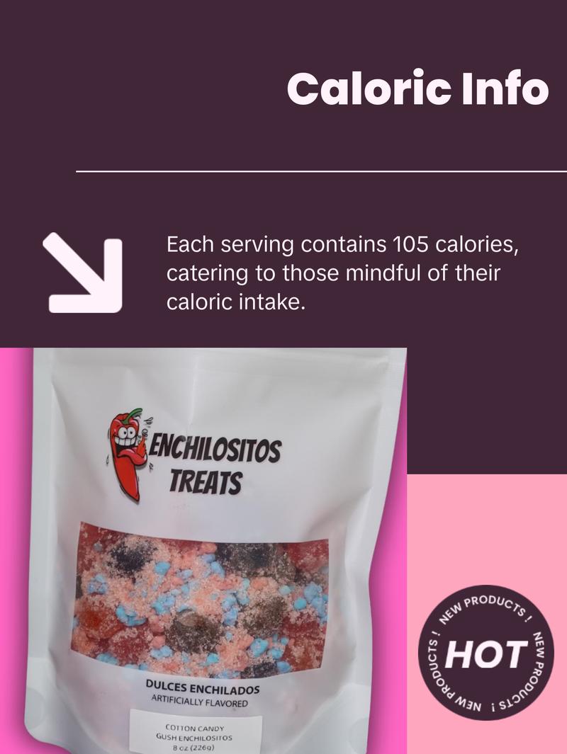 Half Pound cotton candy strawberry gushies Sweet  by Enchilositos Snack Soft Bonbon Corn