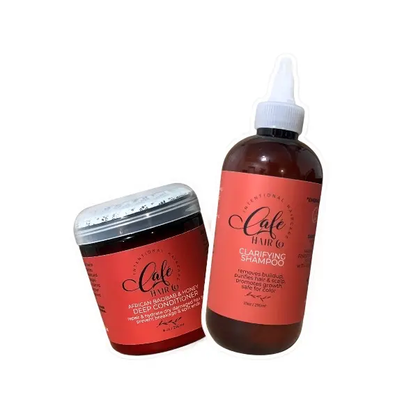 Café Hair Co. Detox Shampoo & Deep Conditioner Duo - Honey-Infused Gentle Clarifying Cleanser & Nourishing Moisture Repair Haircare for Length Retention