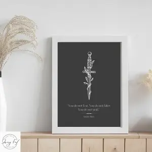 ACOTAR Inspired Minimalist "You Do Not Yield" Unframed Poster - Negative Space Typography Art Print - Modern Fantasy Bookish Quote Wall Decor