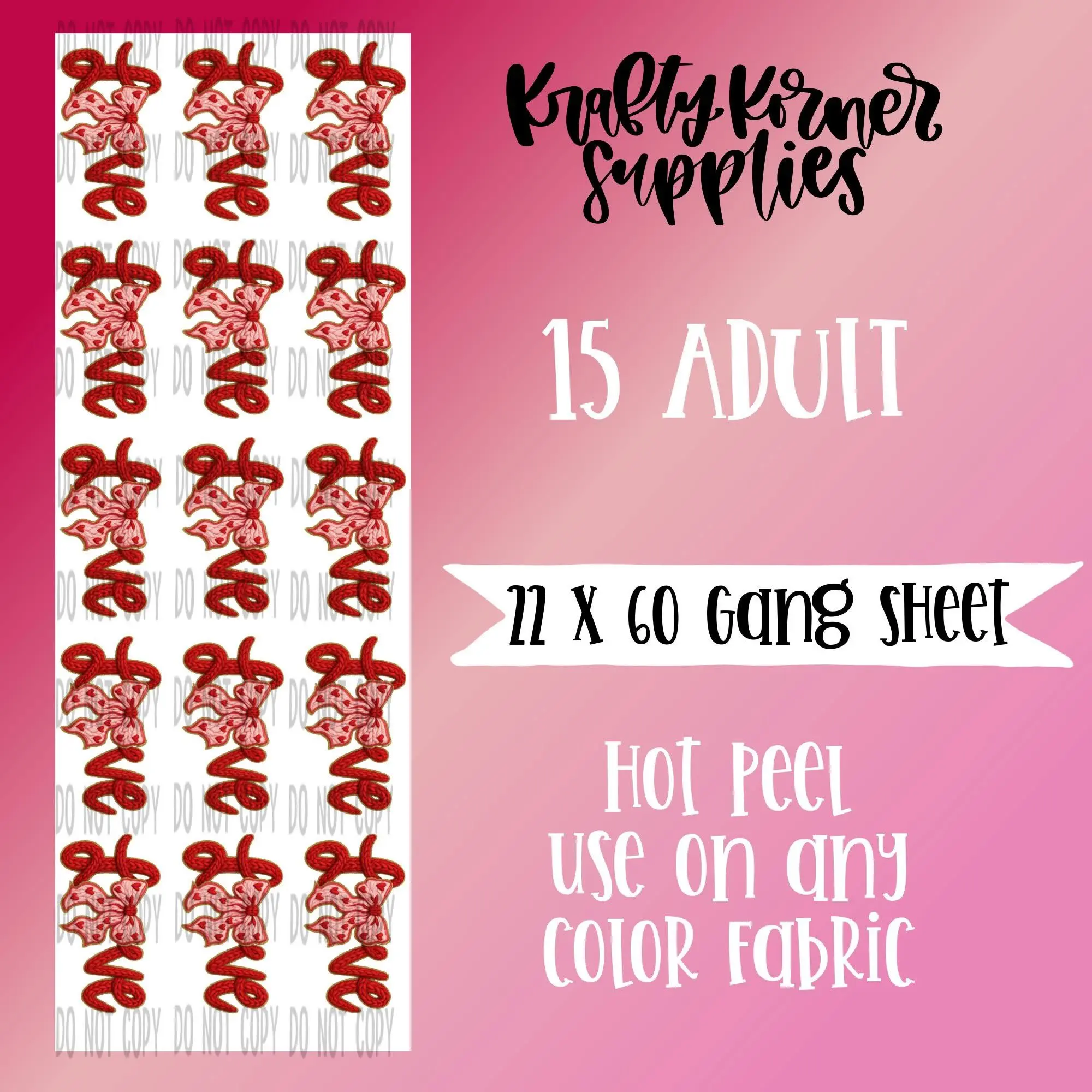 Love 2.0 DTF Transfer Gang Sheet, 22 x 60