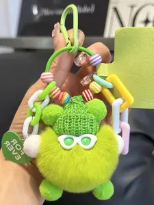 Dopamine Coal Ball Monster Doll Pendant DIY Keychain Cute Plush Toy Bag Backpack Phone Charm