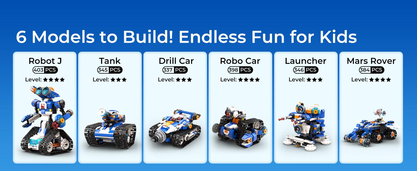 Apitor STEM Robot Toy 6-in-1 Robot Building Kit, suitable for boys aged 8-12, APP remote control STEM coding toy, educational robot gift, suitable for children aged 6-15. Birthday gifts, parent-child activities