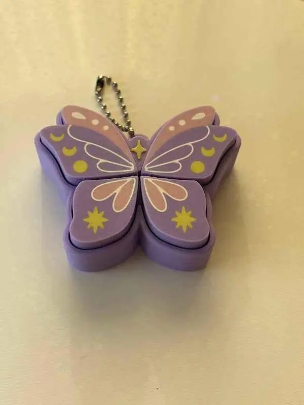Pixie Butterfly 4-Button Fidget Clicker Keychain - 3D Printed Cosmic Style Charm, Chain-Attached Bag Accessory, 3D Printed Keychains, Cosmic Style Keychains