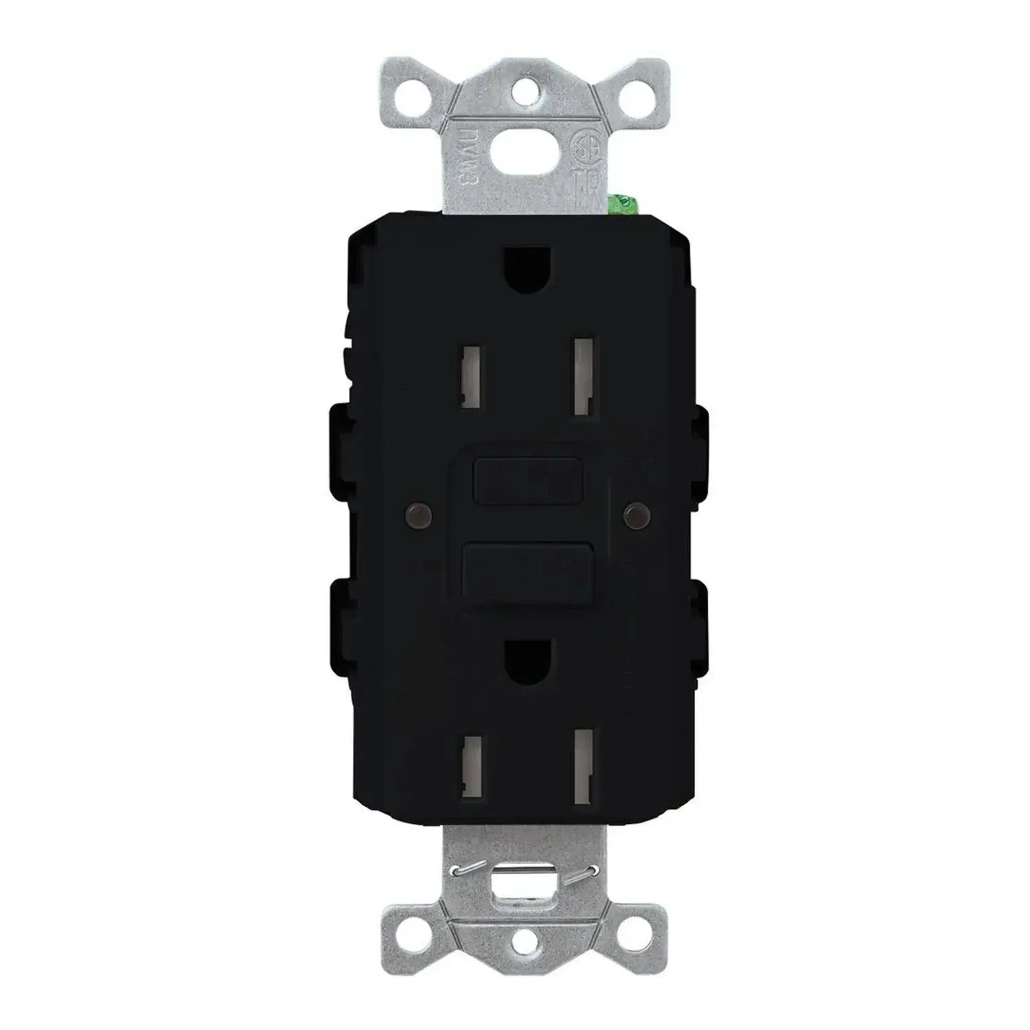 Lutron CAR-15-GFST-BL Claro 15A Tamper-Resistant Self-Testing GFCI Duplex Outlet, Black