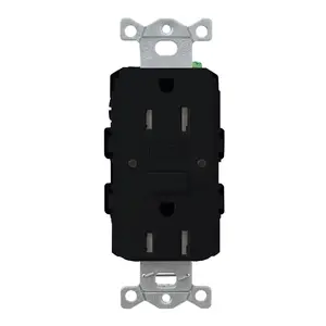 Lutron CAR-15-GFST-BL Claro 15A Tamper-Resistant Self-Testing GFCI Duplex Outlet, Black