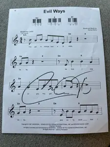 Carlos Santana Signed Autographed Evil Ways Music Sheet  w/COA
