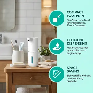 Automatic Touchless Foam Soap Dispenser, Type-C Rechargeable Smart Hand Soap Dispenser with 4 Adjustable Levels, 380ml Counterto #SummerVibesp Soap Dispenser for Bathroom & Kitchen (White)
