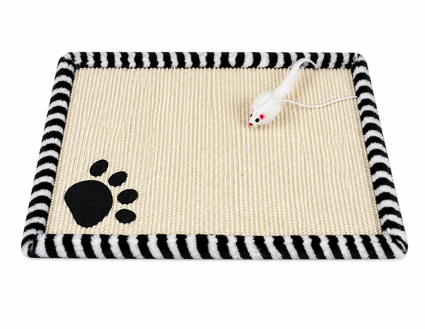 Interactive Sisal Cat Scratching Mat with Play Toy