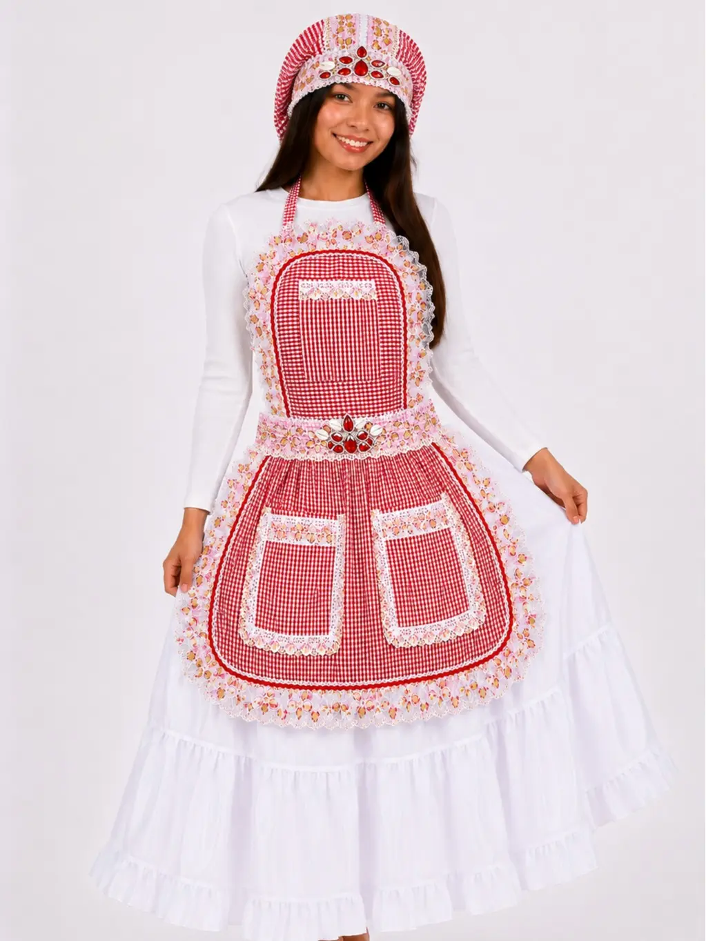Shango Apron Set with Handkerchief/Hat