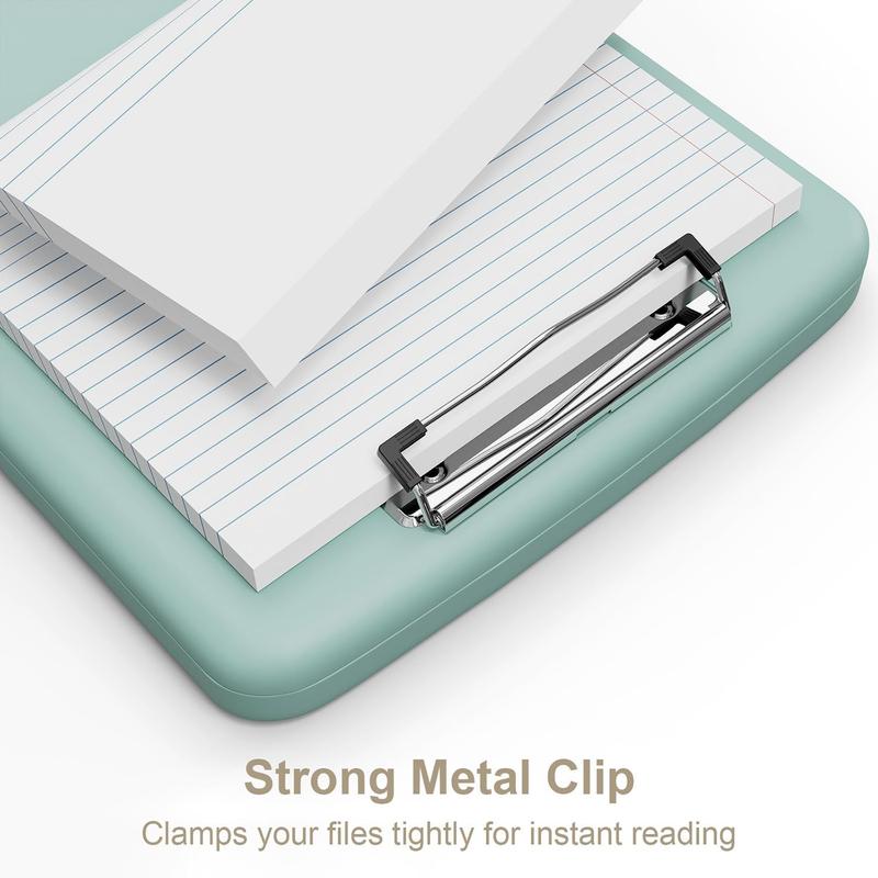 Clipboard with Storage, 8.5 x 11 Organization Box with Pen Holder and A4 Legal Paper Folder, Folio & Side-Opening, Low Profile Clip,for ,Teachers, Size 14 x 9.6 x 1.2 in, Teal