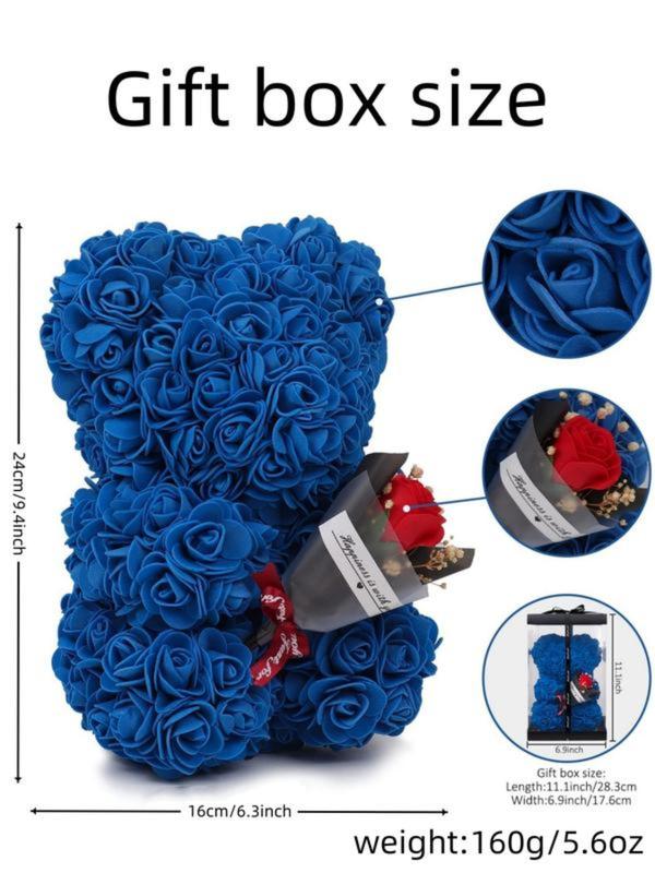 Handmade Eternal Flower Rose Teddy Bear Gift Box, Ideal for Couples, Valentine's Day, Anniversary, Birthday, Halloween, Christmas