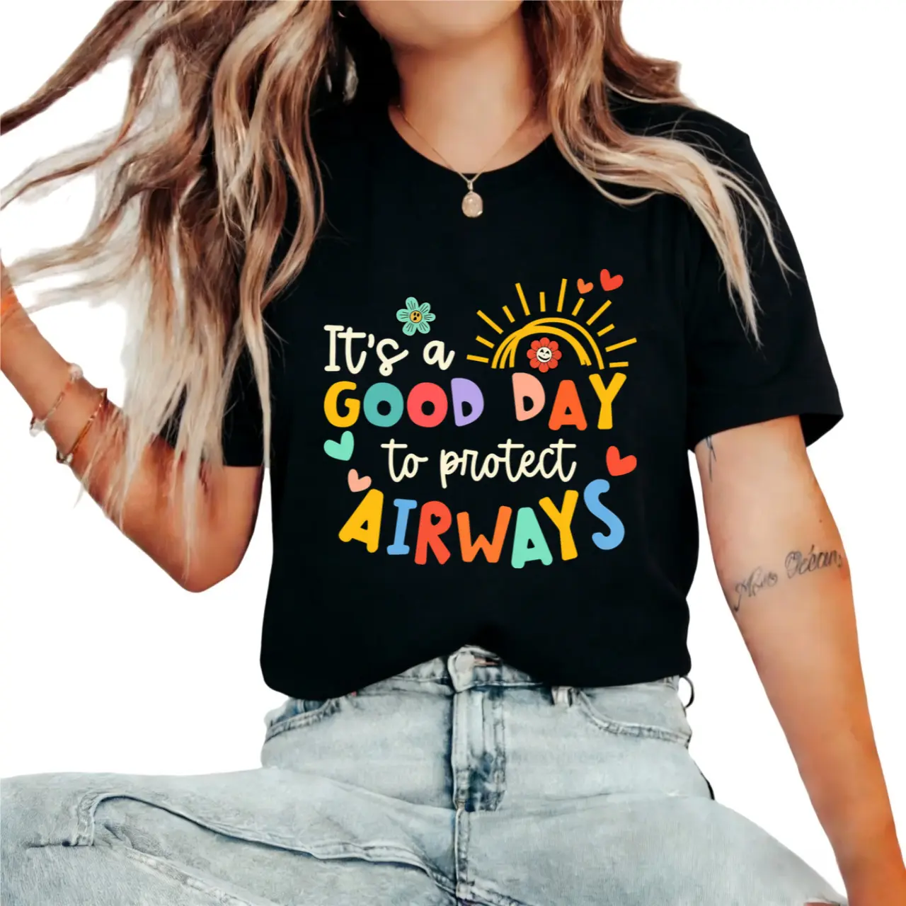 100% Cotton It's A Good Day To Protect Airways Tee Respiratory Therapist T-Shirt