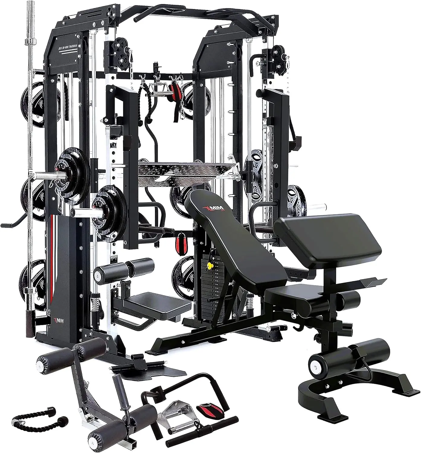 Hercules EX Commercial All in One Gym Machine 400 lb Weight Stack Adj Bench Leg Press Jammer Arms Leg Extension Arm Curl LAT Seat 24 Attachments