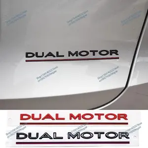 3D Dual Motor Abs Adhesive Badge Car Sticker Decal, Compatible with Tesla Model 3, Model S, Model Y, Model X Accessories