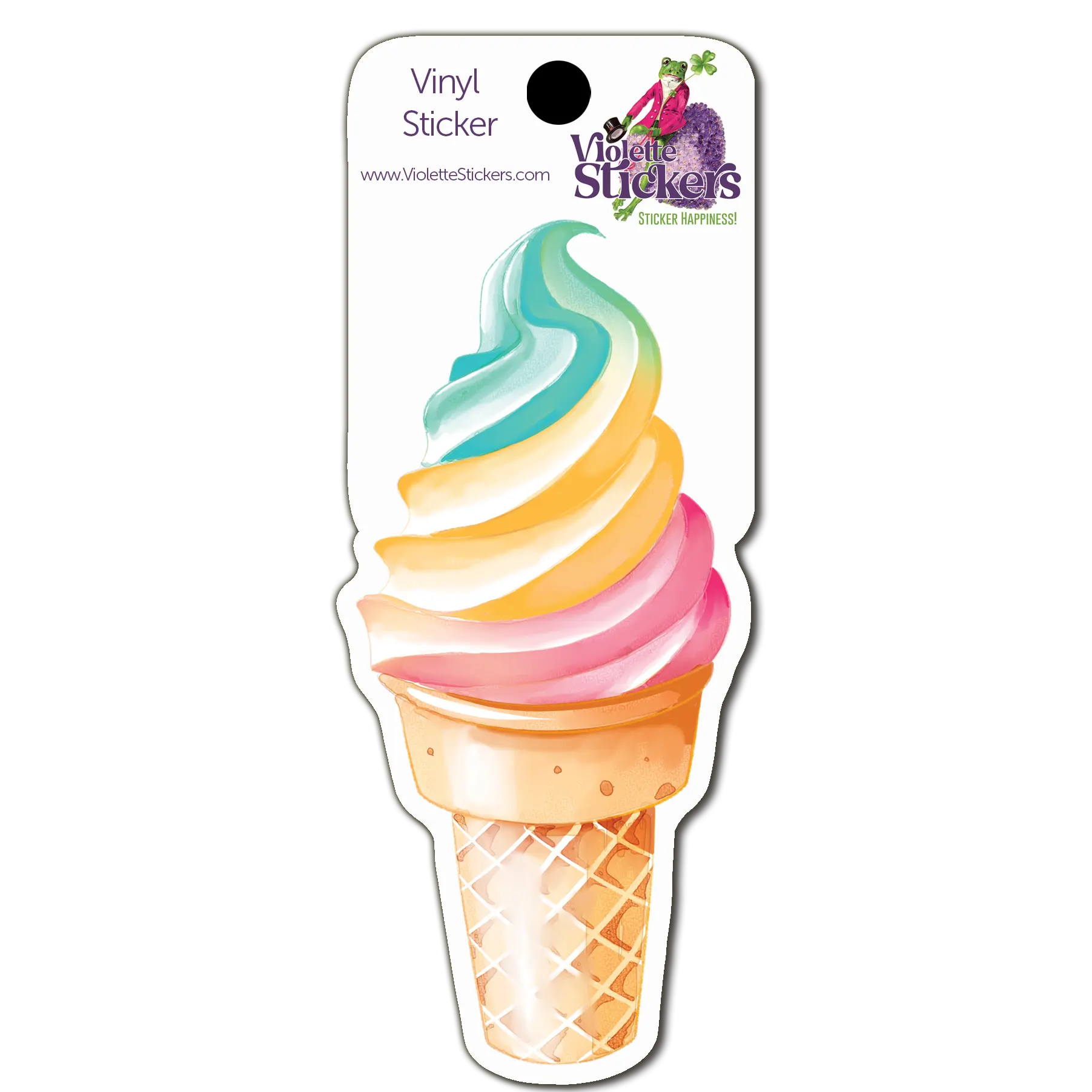 VY101 Rainbow Swirl Cone Vinyl Sticker