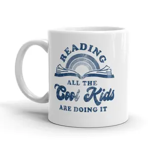 Reading All The Cool Kids Are Doing It Coffee Mug Funny Books School Cup - 11oz Funny Coffee Mugs Ceramic Printed Drinkware Cup