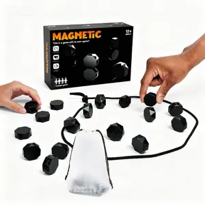 Portable Magnetic Chess Game,Family Magnetic Strategy Game for Kids & Adults, Magnet Game with 20 Black Pieces,Comes with Portable Storage Bag,Perfect for Family Gatherings, Travel & Camping,Fun Tabletop Strategy Game,Educational Gift & Christmas Gift