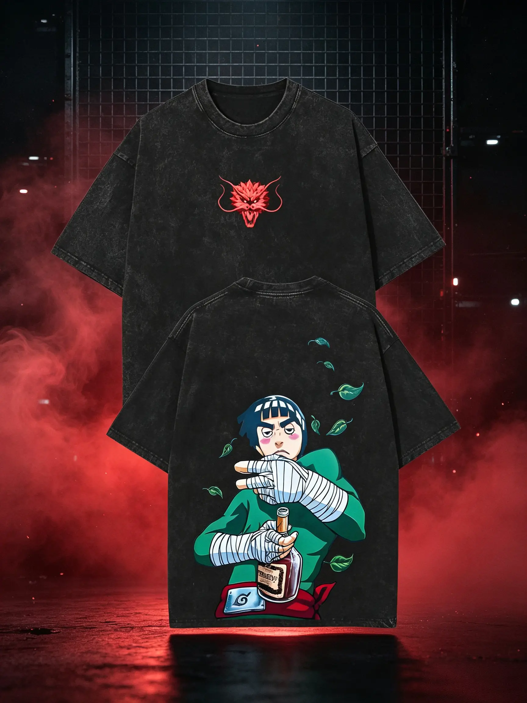 Maito Gai/Might Guy - Naruto Anime Double Printed Vintage Washed Tee Unisex Oversize Anime Manga Washed Heavyweight Cotton T-shirt, Gift For Anime Fan, Anime Lover good graphic tees