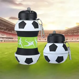 Foldable Ball Shaped Water Bottle, 1 Count Portable Soccer Ball Design Water Bottle, Leakproof Water Cup, Sports Drinking Bottle for Fitness, Outdoor Activities and Travel
