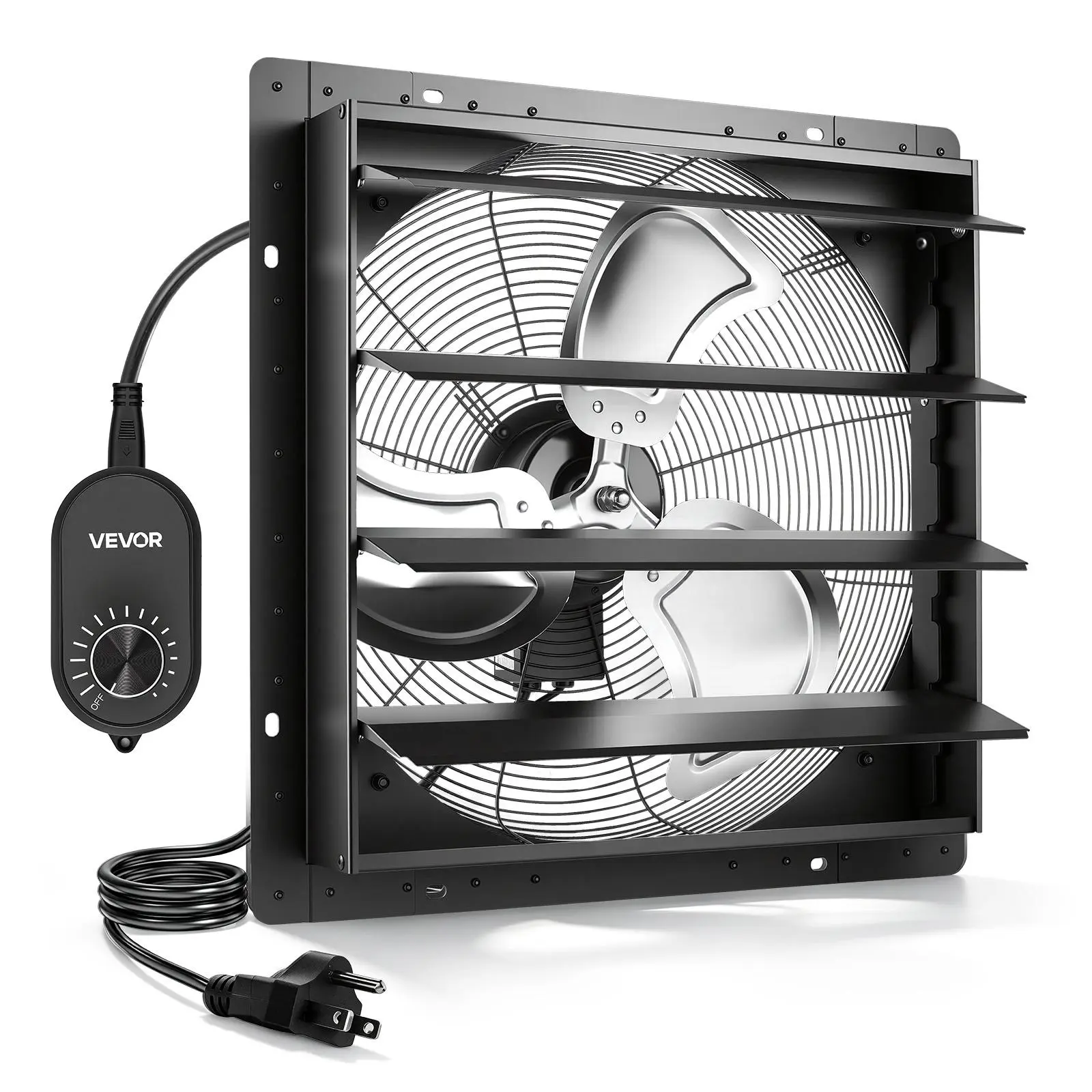 VEVOR 20-in Wall-Mount Shutter Exhaust Ventilation Fan, Automatic Louvers, Variable Speed, Sturdy Steel Housing, Low-Noise AC Motor, 4499 CFM for Attic, Garage#BackToSchool