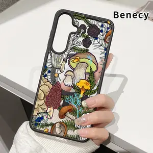 Magnetic Phone Case Compatible with Samsung Galaxy S23 Ultra S24 Plus S25 Edge S22+ FE Mushroom Reverie Pattern Acrylic Back TPU Edges Clear support wireless charging Bumper Cover