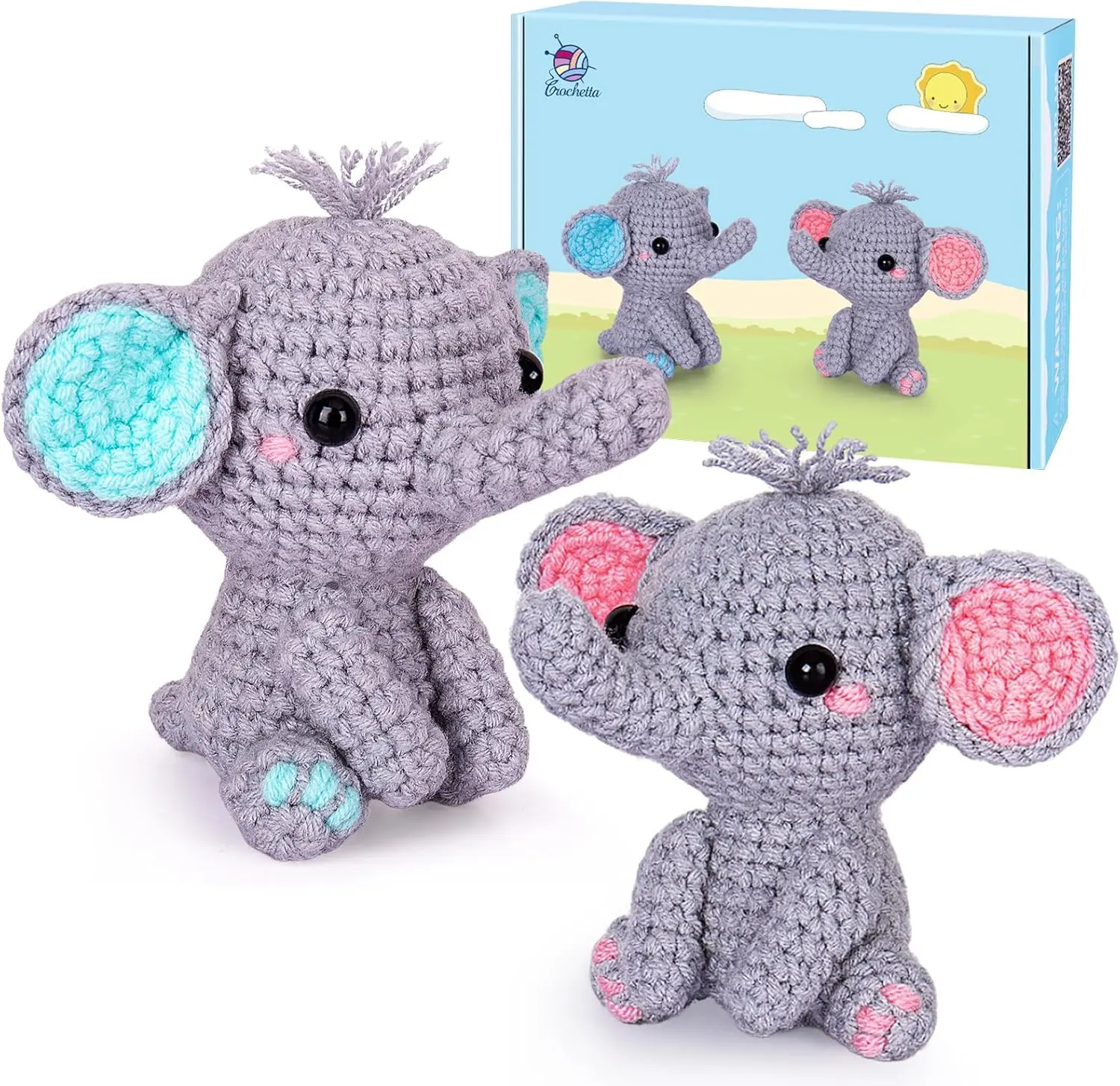 Crochetta Crochet Kit for Beginners with Step-by-Step Video Parent-child interactive kit Stress Relief Craft Kit Gift for Crochet Lovers Handmade Gifts Soft Knit