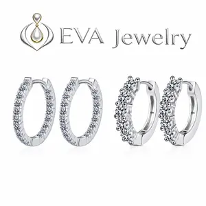 [EVA Jewelry] Hoops Earring 925 Sterling Silver Synthetic Moissanite Earrings