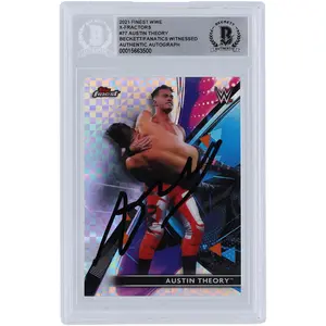 Austin Theory WWE Autographed 2021 Topps Finest X-Factors Black Ink #77 Beckett Fanatics Witnessed Authenticated Card - Fanatics Authentic Certified