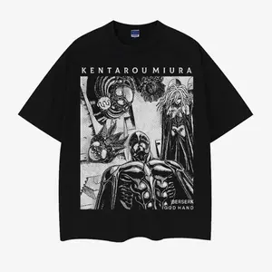 Berserk "God Hand" Heavyweight Vintage Tee 100% Cotton OVERSIZED Anime T-shirt Menswear Top crew necks cotton tops Casual Streetwear Black Baggy Tshirt Tropical MP2