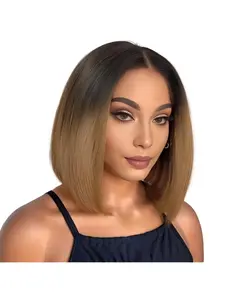 Women's Bob Wig Short Gradient Gold Synthetic Bob Wig, Perfect for Parties and Daily Wear, 10 Inches, All Seasons