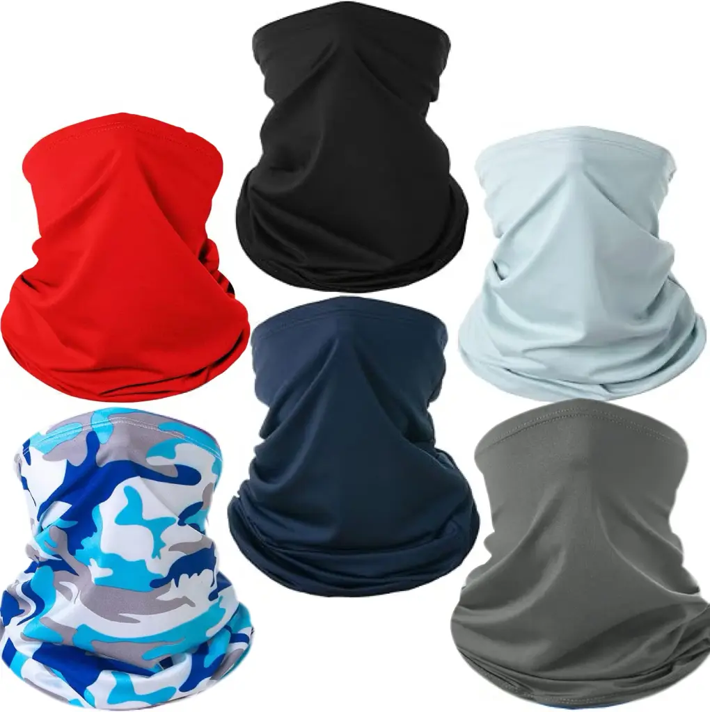 6 Pack Neck Gaiter Balaclava Gator Face Mask UV Protection Breathable Face Bandanas Neck Cover for Men Women