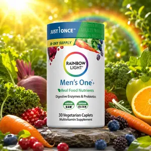 [New hot flavor!!!] Rainbow Light Mens Multivitamin One + | 30 Caplets | Real Food Nutrients, Digestive Enzymes & Probiotics