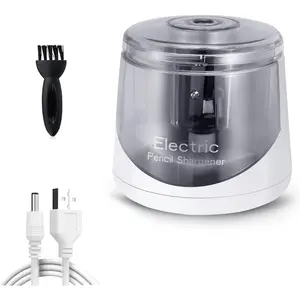 Electric Pencil Sharpener Battery Not Included or USB Powered Small Portable Automatic for NO.2 Pencils for Home and Office White