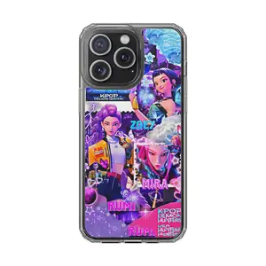 K-Pop Demon Hunters Collage Anime Case for iPhone 17-7 Pro Max Plus & Samsung Galaxy S25-S21 Ultra Plus - Rumi Mira Zoey Aesthetic Neon Phone Cover unisex