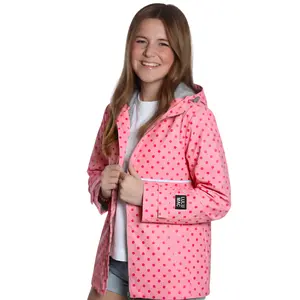 LULU MAC Raincoat in Pink/Hot Pink Polka Dots
