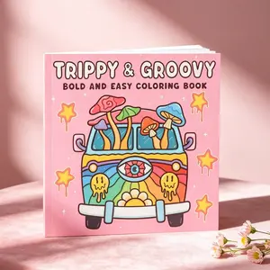 Trippy & Groovy Psychedelic Coloring Book for Adults, Features Mushrooms, Aliens, Magic Worlds, Ideal for Relaxation and Creativity