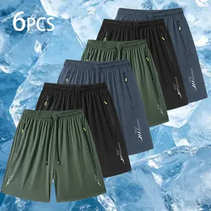 【6PCS】Men's casual daily basic solid color versatile breathable quick-dry sweat-wicking zipper pockets