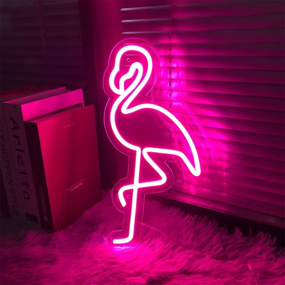 LED Neon Lights, Cool Lights, Flamingo Animal Shape Lights, Indoor Neon Decorative Lights, Internet Celebrity Atmosphere Lights, Room Decoration, Home Decor Light, Energyefficient Lights, Wallmounted Lights, Neon Accent Lights