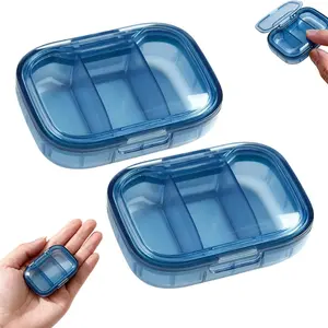 2-Pack 3-Compartment Small Pill Box – Moisture-Proof Case, Travel Storage Organizer, Medical Organizer for Pocket & Purse – Portable Daily Medication Container for Vitamins, Fish Oil & Supplements