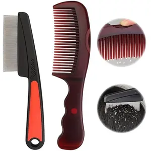 Dandruff Comb, 2 Pcs Scalp Sweep Detoxing Hair brush Set for Dandruff Removal, Scalp Build Up Remover and Stainless Steel Fine Tooth Comb for Scalp Massage Combs