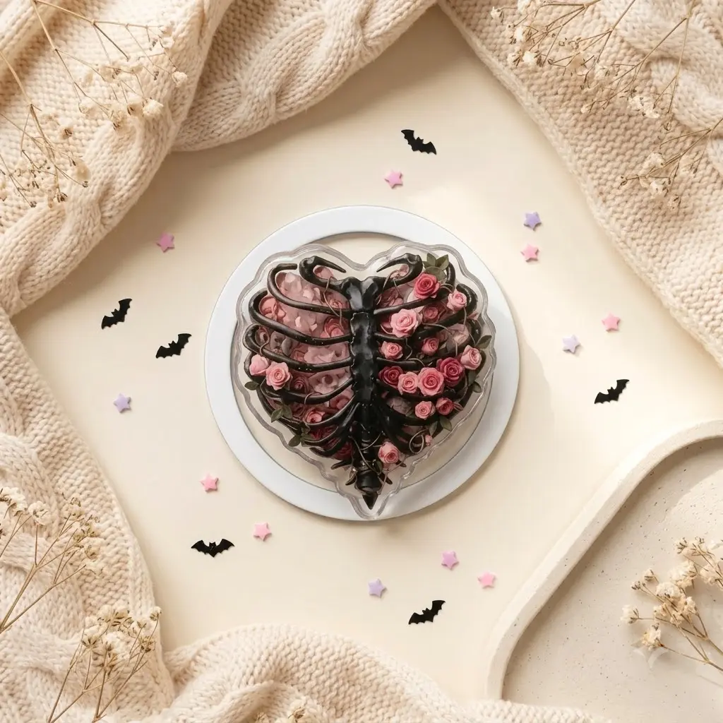 Coquette Gothic Heart Ribcage Acrylic Phone Grip, Magnetic Skeleton Flower Phone Holder, Witchy Celestial Moon Phone Stand, E-Girl Grunge Accessory