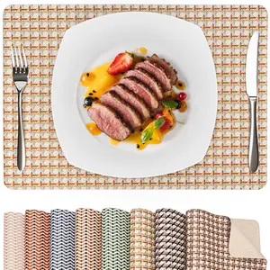Luxurious High-End Round Faux Leather Placemats Set of 6 – Innovative Handcrafted Double-Sided Design with Embossed Texture, Heat Resistant, Waterproof, Wipeable for Kitchen & Outdoor Use Woven Rustic table mat