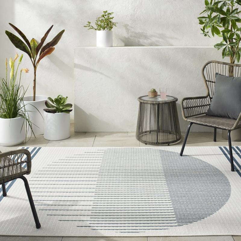 Livabliss ALF9693-53RD 5 ft. 3 in. x 5 ft. 3 in. Round Outdoor Rug, Machine-Woven Alfresco Weatherproof Multi-Color Rug for Patio, Porch Leisure Use