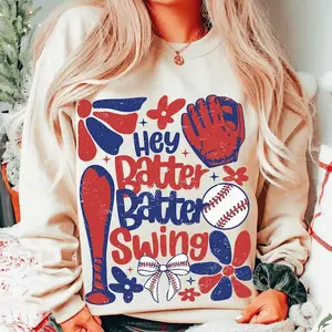 Baseball Batter Batter Swing T-Shirt & Sweatshirt Baseball Boho Floral T-Shirt & Sweatshirt Game Day Hoodied Men Women Cotton Pullover