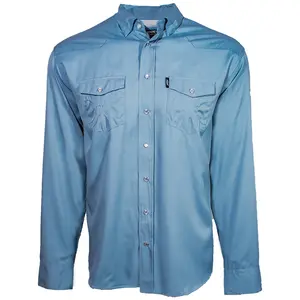 "Sol" Ashley Blue Long Sleeve Pearl Snap Shirt