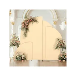 Champagne-5ft-81x153cm Wedding Arch Cover Spandex Fitted Arch Stand Covers 2-Sided Design Half Moon Shape Backdrop Stands Cover For Wedding Baby Shower Birthday Party Ceremony Decoration